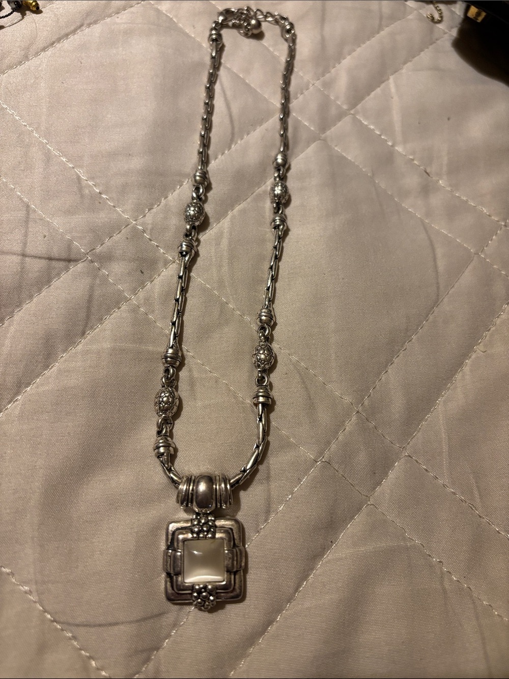 Silver White Tiger Eye Choker Byzantine Bali Style Necklace